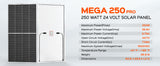Mega 250W Solar Panel Specifications